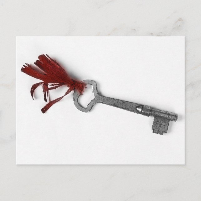 CARTE POSTALE VIEILLE CLÉ AVEC RIBBON ROUGE (Devant)