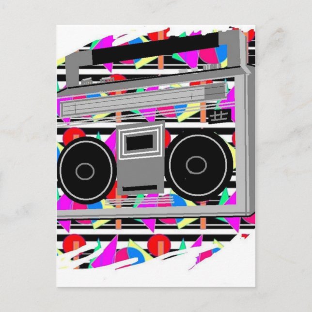 Carte Postale vieille école hip hop stéréo RETRO 1980 boombox (Devant)