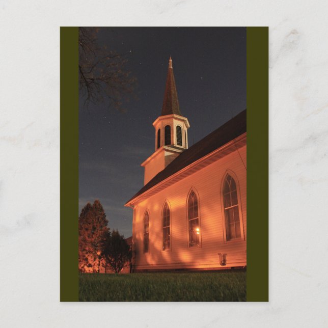Carte Postale Vieille Église La Nuit (Devant)
