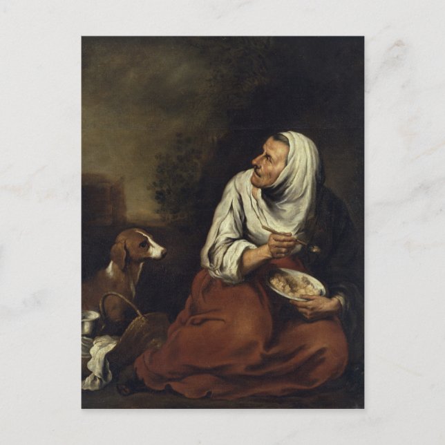 Carte Postale Vieille femme avec chien (Devant)