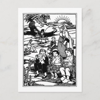 Carte Postale Vieille femme et Chaussure House Nursery Rhyme