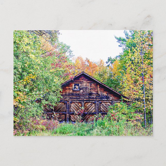 Carte Postale Vieille grange à l'automne (Devant)