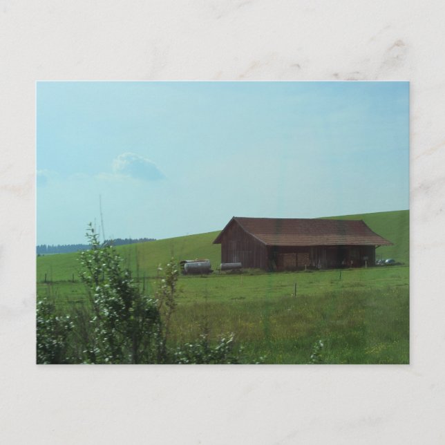 Carte Postale Vieille grange sur une colline (Devant)