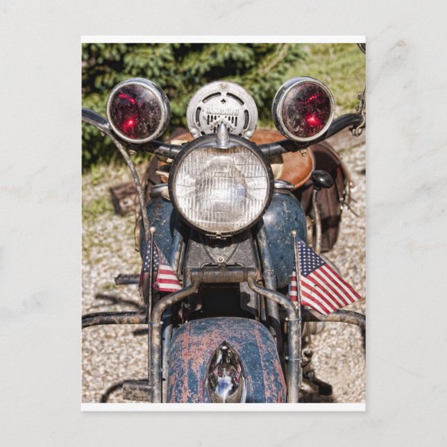 Carte Postale vieille moto de la police indienne (Devant)