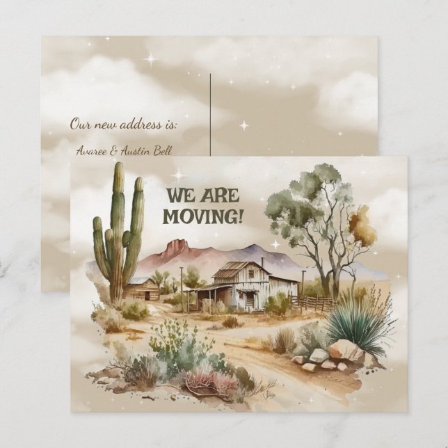 Carte Postale Vieille Scène Ouest Nous sommes en train de bouger (Devant / Derrière)