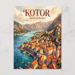 Carte Postale Vieille ville, baie de Kotor, Kotor Monténégro