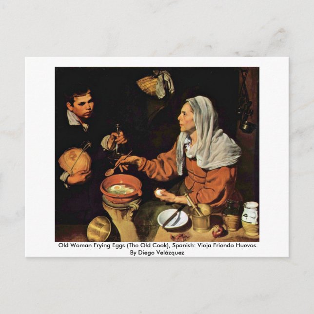 Carte Postale Vielle Femme Frying Oeufs (The Old Cook) (Devant)