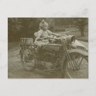 Carte Postale Vielle moto avec sidecar photo Vintage