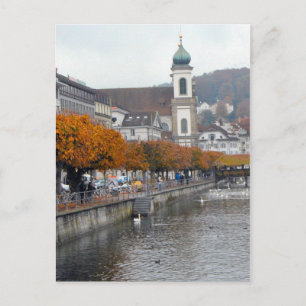 Carte Postale Vielle ville de Lucerne - Eglise jésuite et front