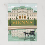 Carte Postale Vienne, Autriche<br><div class="desc">une scène vectorielle propre de 4K à Vienne, Autriche, mettant en valeur le Palais du Belvédère avec une piscine réfléchissante en face et une calèche noire classique passant par. Mettre l'accent sur la symétrie, les éléments néoclassiques et la végétation de remplissage massif. Utilisez des couleurs muettes mais majestueuses (crème, vert...</div>