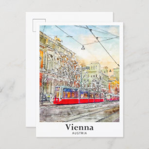 Carte Postale Vienne Autriche Aquarelle Dessin main