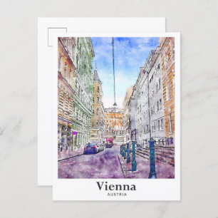 Carte Postale Vienne Autriche Art Voyage Aquarelle main tiré
