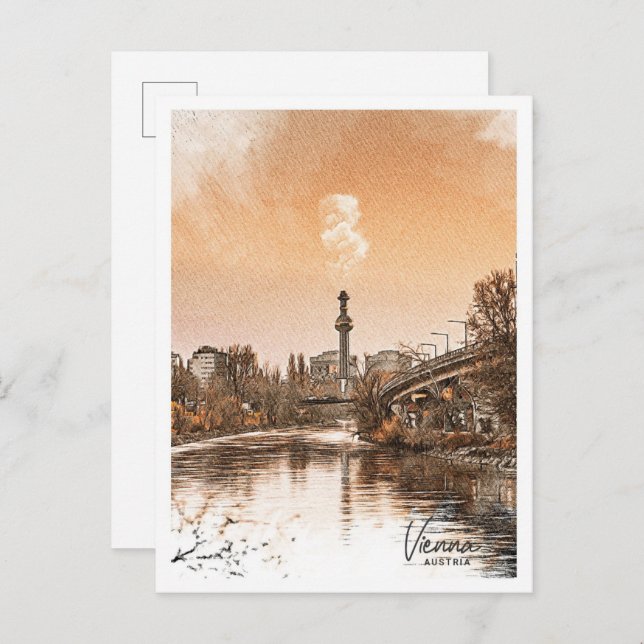 Carte Postale Vienne Autriche Belle couleur Sketch Paysage (Devant / Derrière)
