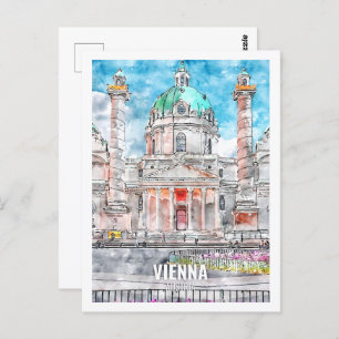 Carte Postale Vienne Autriche célèbre Travel Place Aquarelle