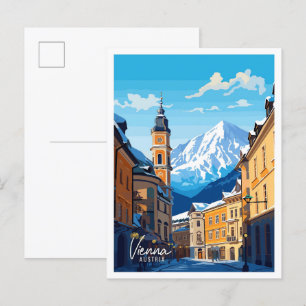 Carte Postale Vienne Autriche Illustration Vintage voyage d'art