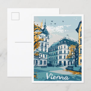 Carte Postale Vienne Autriche Illustration Vintage voyage d'art