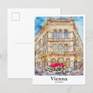 Carte Postale Vienne Autriche Voyage Aquarelle main tiré