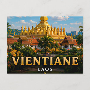 Carte Postale Vientiane Laos Rivière Mekong Évasion 🌊