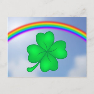Carte Postale Vierblättriges Kleeblatt mit Regenbogen