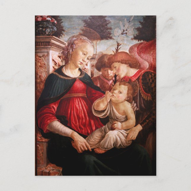 Carte Postale 'Vierge à l'enfant et deux anges' (Devant)