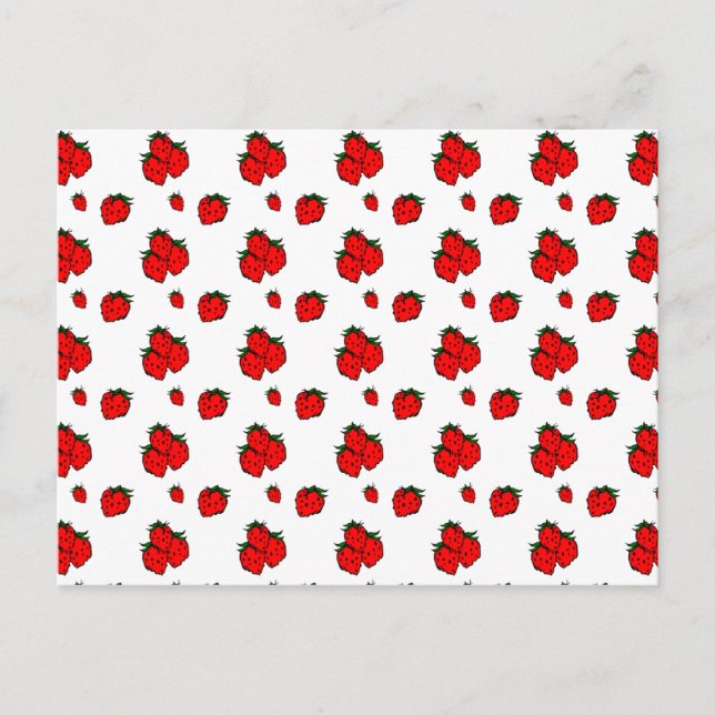 Carte postale vierge à motif de fraise rouge (Devant)