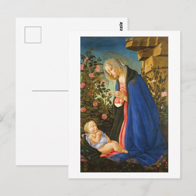CARTE POSTALE VIERGE ADORANT L'ENFANT JÉSUS ENDORMI  (Devant / Derrière)