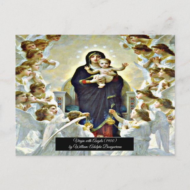 Carte Postale Vierge avec Angels Bouguereau (Devant)