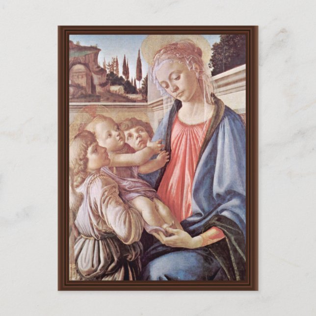 Carte Postale Vierge Avec Deux Anges, Par Sandro Botticelli (Devant)