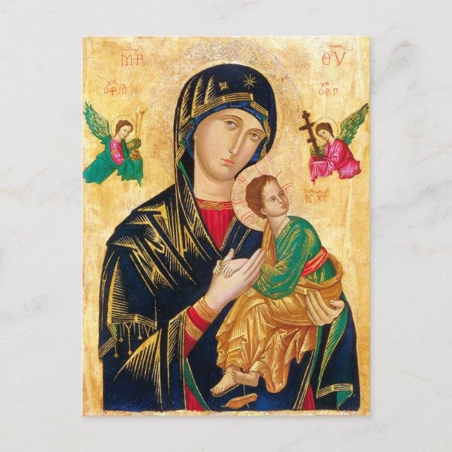 Carte Postale Vierge byzantine Marie et icône enfant Noël (Devant)