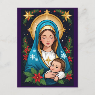 Carte Postale Vierge catholique chrétienne Marie Noël