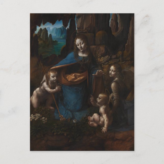 Carte Postale Vierge des Rochers par Léonard de Vinci (Devant)