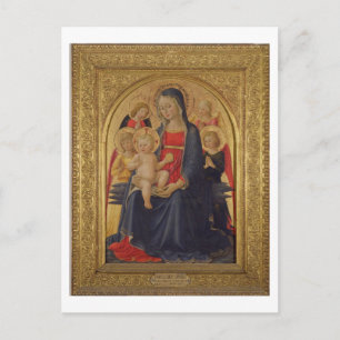 Carte Postale Vierge et enfant avec anges, c.1467 (huile sur vit