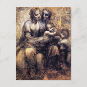 Carte Postale Vierge et enfant avec croquis de Sainte-Anne