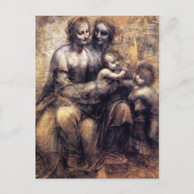 Carte Postale Vierge et enfant avec croquis de Sainte-Anne (Devant)