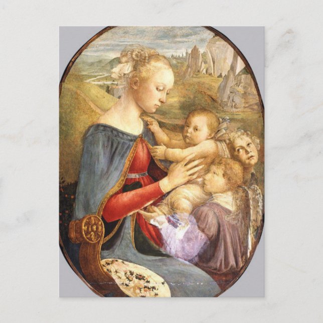 Carte Postale Vierge et enfant avec deux anges par Botticelli Po (Devant)