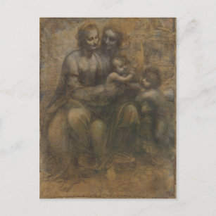 Carte Postale Vierge et enfant avec Sainte Anne par Léonard de V