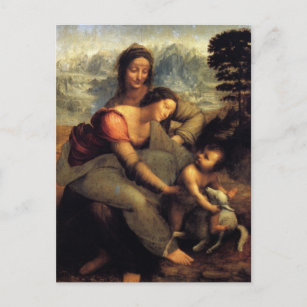 Carte Postale Vierge et enfant avec St.Anne & Lamb