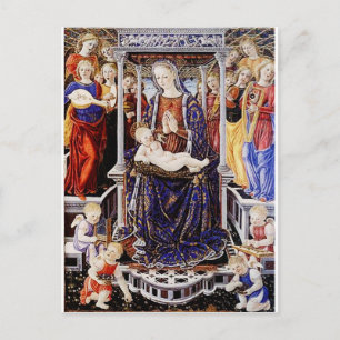 Carte Postale Vierge et Enfant enthronisés avec Ange musicien