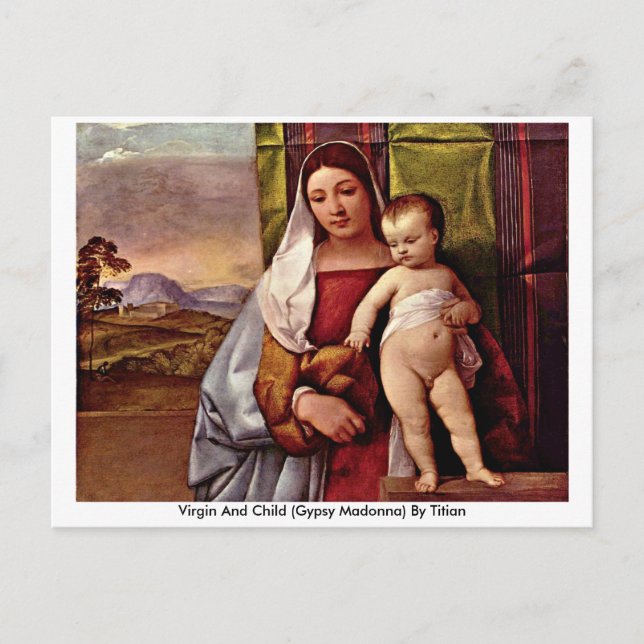 Carte Postale Vierge et enfant (Vierge Tsigane) Par Titien (Devant)