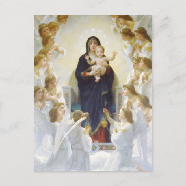 Carte Postale Vierge Marie et Jésus avec anges (Devant)