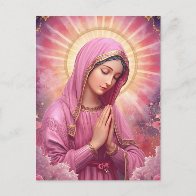 Carte Postale Vierge Marie priant Noël  (Devant)