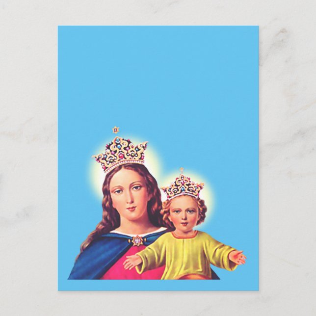 Carte Postale Vierge Marie reine avec Jésus (Devant)