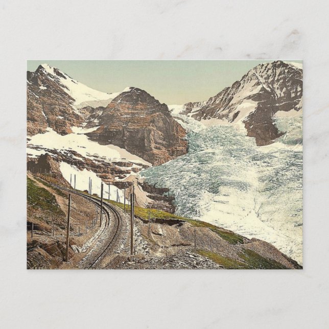 Carte Postale Vierge, railroad, Eiger and Monch, with Eiger Gl (Devant)