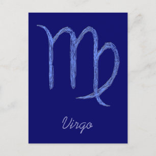 Carte Postale Vierge. Signe astrologique zodiaque. Bleu.