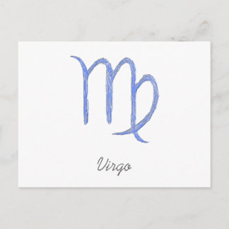 Carte Postale Vierge. Signe astrologique zodiaque. Bleu.