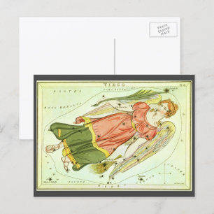 Carte Postale Vierge Vierge Antique Constellation Miroir d'Urani