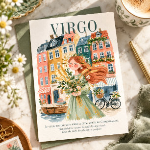 Carte Postale Vierge Zodiaque Copenhague Gouache Aquarelle Art