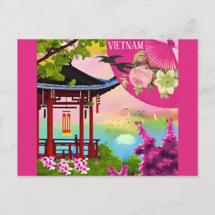 Carte Postale Viêt-nam Pagode Aquarelle Voyage