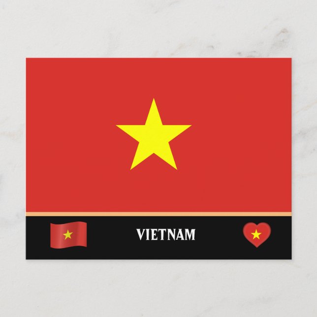 Carte Postale Vietnam Drapeau & Voyage de pays vietnamien / Viet (Devant)