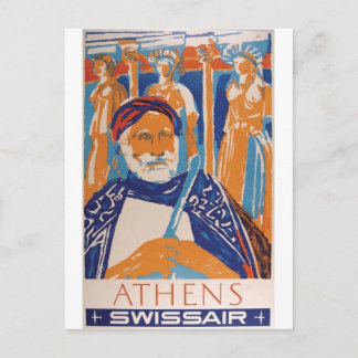 Carte Postale Vieux Advert Swissair Grèce